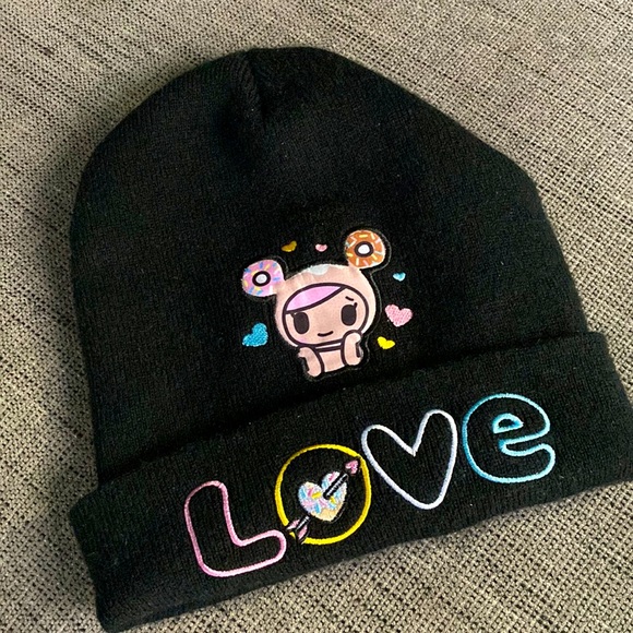 Tokidoki Donutella Embroidered Beanie Hat LOVE - Picture 1 of 4